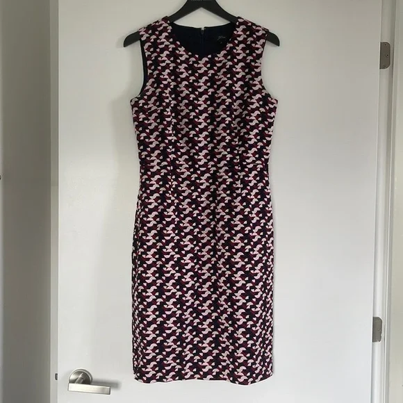 J Crew Size 8 Sleeveless Dress Plum Pattern Work Sheath - Picture 1 of 4